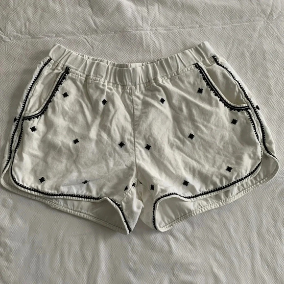 Madewell 100% Linen Aztec Embroidered White Shorts Size Small - Picture 1 of 9